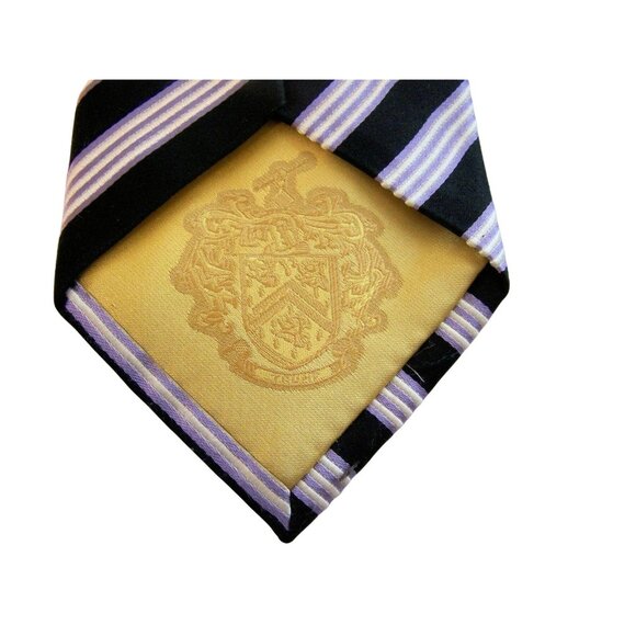 Donald Trump Mens Signature Collection Tie Black White Violet Striped 100% Silk - Picture 2 of 7